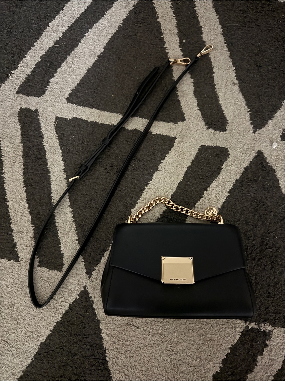 Michael Kors Black Leather Small Lita Crossbody Bag